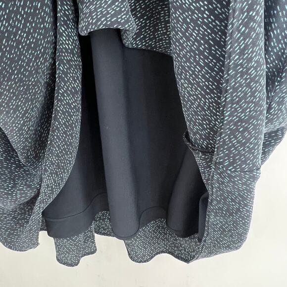 Casual Corner (8) VINTAGE 90s 100% SILK Black Green Sheath Midi Dress V Neck - Picture 8 of 11